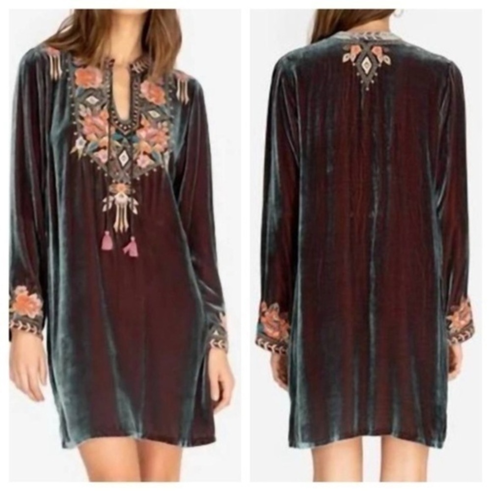 Johnny Was Heavily Embroidered Johnny Maeve Velvet Trapunto Tunic NWT